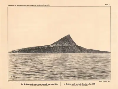 Кракатау после великого извержения 1883 года by Дж. Фюрст, 1889 — digital art print download