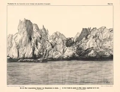 Выдвинутая в море ледяная стена ледника Мuir в Аляске by Дж. Фюрст, 1889 — digital art print download