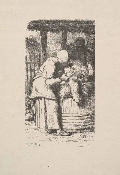 Стрижка овец by Жак-Адриен Лавьель, 1853 — digital art print download