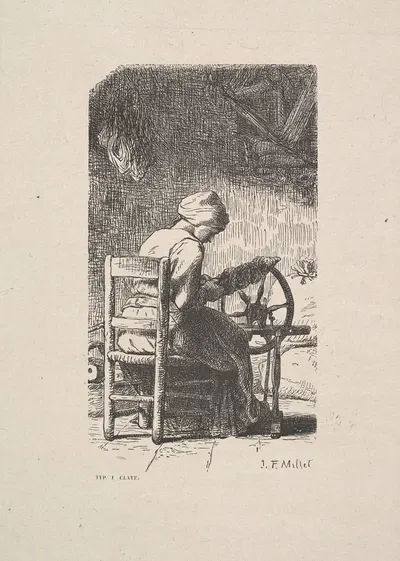 Прядильщица by Жак-Адриен Лавьель, 1853 — digital art print download