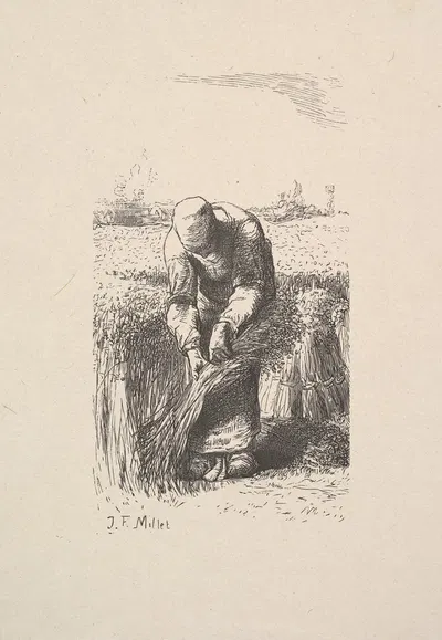 Собирающий пшеницу by Жак-Адриен Лавьель, 1853 — digital art print download