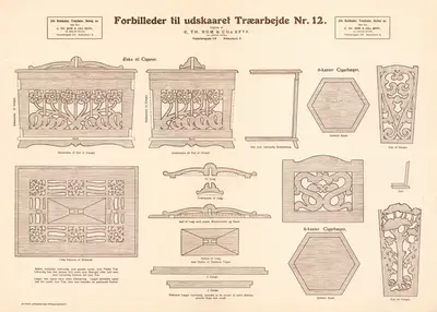 Модели для резного деревянного изделия Pl.12 by Йорген Бука, 1933 — digital art print download