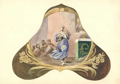 Фигура в богатых одеждах, пораженная молнией у алтаря Матери Божьей by Юлиуш Макаравич, 1912 — digital art print download