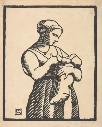 Мать, кормящая младенца by Марцин Самлицкий, 1919 — digital art print download