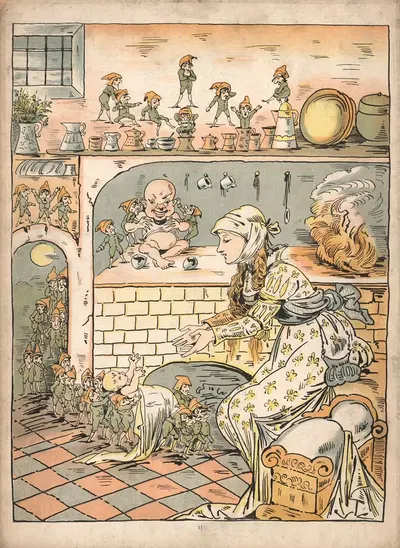 Эльфы. Как петух забрался на церковную башню by Мари фон Ольферс, 1879 — digital art print download