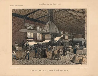 Mechanized paper mill by S. Ferat, 1890 — digital art print download