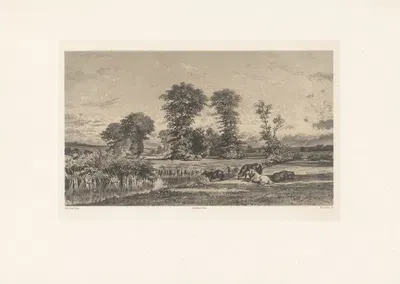 Пейзаж с лошадьми by Адольф Муйлерон, 1848-1862 — digital art print download