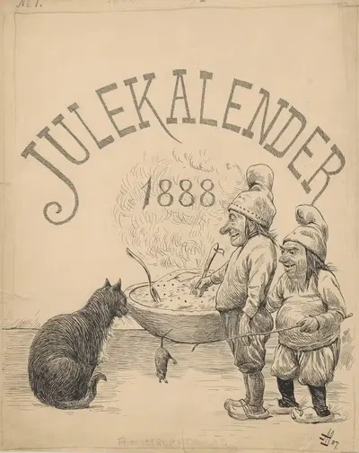 Christmas calendar 1888 by Alfred Schmidt, 1888 — digital art print download