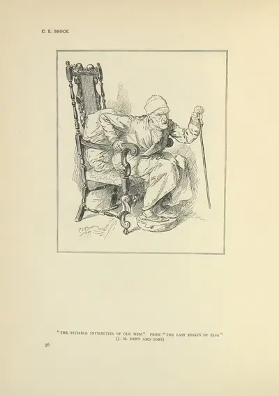 The pitiable infirmities of old men – The last essays of Elia by Charles Edmund Brock, 1914 — digital art print download