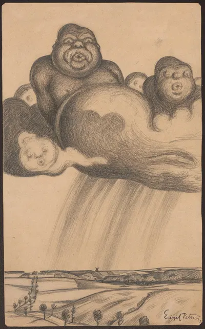 Облака в форме толстяков, дующих. by Эйгил Петерсен, 1895-1917 — digital art print download