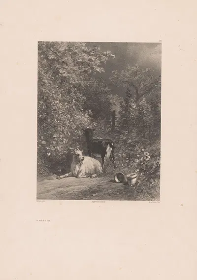 Au bord de la haie by Eugène Leroux, 1858 — digital art print download