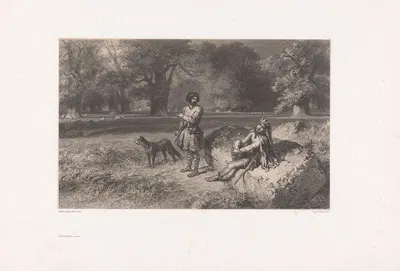 Gurth et Wamba (Ivanhoé) by Eugène Leroux, 1850 — digital art print download