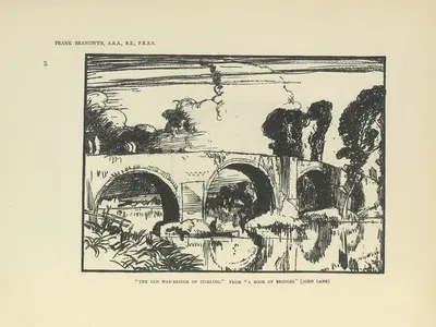The old war-bridge of Stirling – A book of Bridges by Frank Brangwyn, 1914 — digital art print download