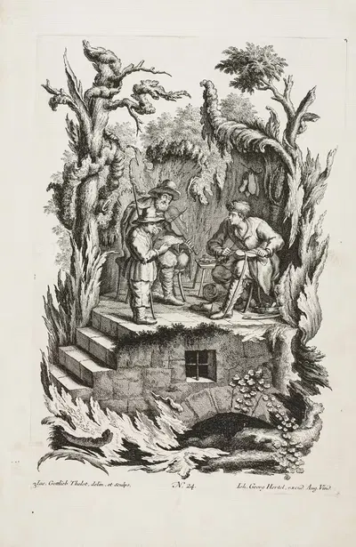 Изображение скрипача, сапожника и пешехода by Якоб Готлиб Теллот, 1730-1768 — digital art print download
