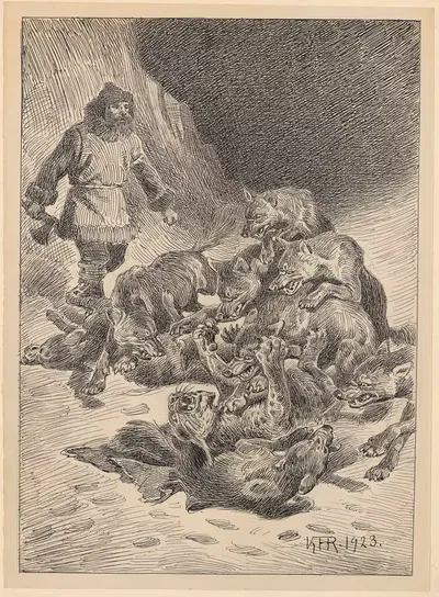 Собаки дерутся. by Карл Хансен Рейстрюп, 1923 — digital art print download