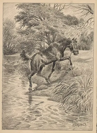 Лошадь, ускакивающая от озера by Карл Хансен Рейстрюп, 1923 — digital art print download