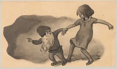 Эльф пытается утащить девочку с собой. by Луис Мое, 1875-1945 — digital art print download