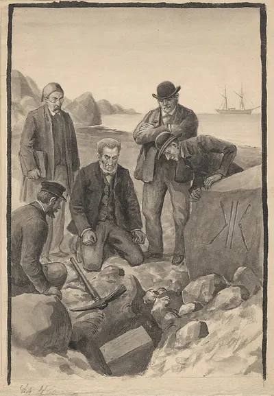 Five men have dug up a box by Poul Steffensen, 1885-1923 — digital art print download