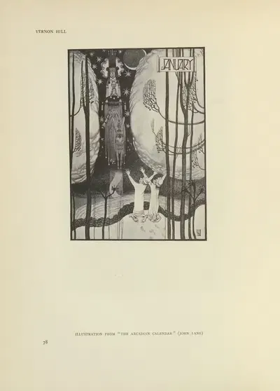 Январь – Аркадийский календарь by Вернон Хилл, 1914 — digital art print download