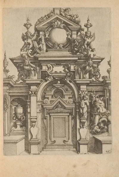 Портал, украшенный маскарадами, тритоном и сфинксами by Вендель Диттерлин, 1593-1595 — digital art print download
