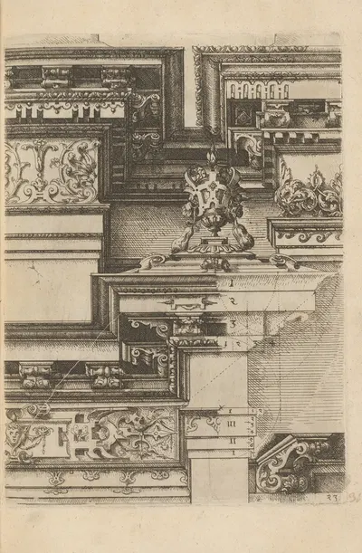 Три коринфских капители, консоль и две короны by Вендель Диттерлин, 1593-1595 — digital art print download