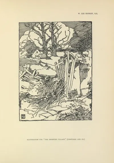 Illustration for The deserted village by William Lee-Hankey, 1914 — digital art print download