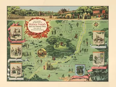 The adventures of Robin Hood and his merry men from tales of Sherwood Forest by Everett Henry, 1955 — digital art print…