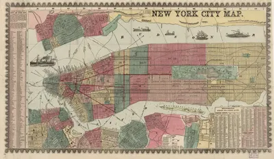 Miller's new map of the city of New-York. by James Miller, 1862 — digital art print download