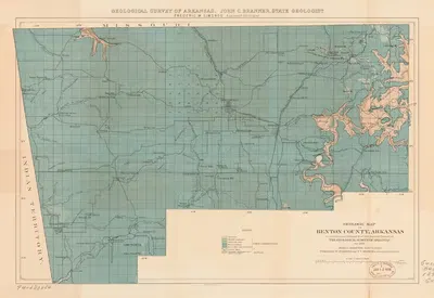 Geologic map of Benton County, Arkansas by John Casper Branner, 1891 — digital art print download