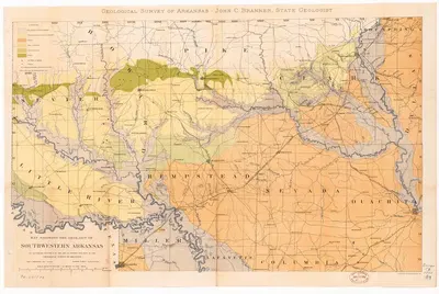 Map showing the geology of southwestern Arkansas by John Casper Branner, 1888 — digital art print download