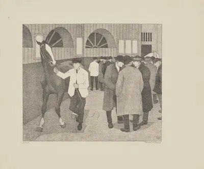 Horse Dealers at the Barbican (Barbican No. 2) by Robert Polhill Bevan, 1919-1921 — digital art print download