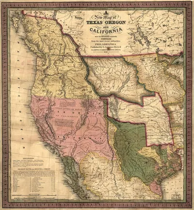 Новая карта Техаса, Орегона и Калифорнии. by Самуэль Огастус Митчелл, 1846 — digital art print download