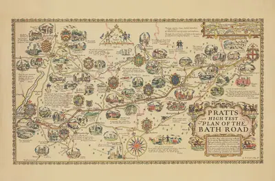 Pratts High Test Map of the Bath Road by Alfred Edward Taylor, 1930 — digital art print download