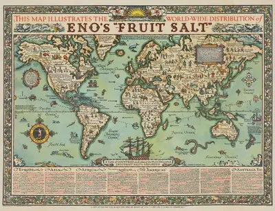 This Map Illustrates the World-Wide Distribution of Eno's Fruit Salt by Alfred Edward Taylor, 1926 — digital art print…