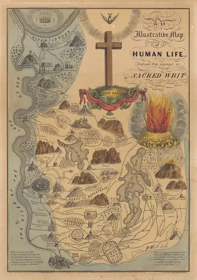 An Illustrative Map of Human Life Deduced from passages in Sacred Writ by Е. Б. и Е. С. Келлог, 1847 — digital art print…