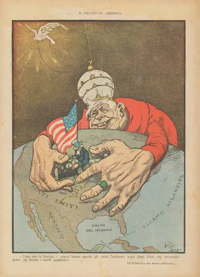 Il Papato in America [The Pope in America] by Gabriele Galantara, 1908 — digital art print download