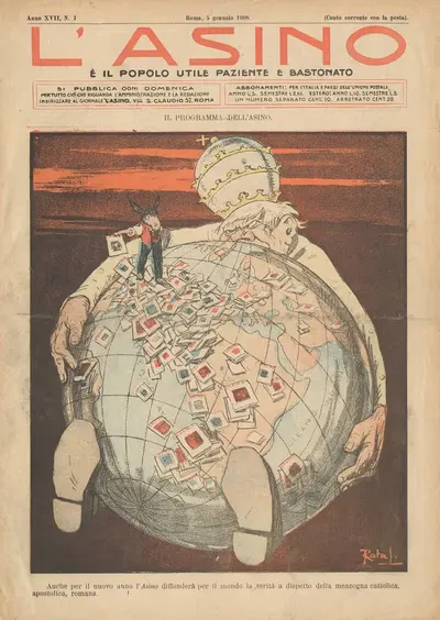 Il Programma Dell'Asino [The Program of L'Asino] by Gabriele Galantara, 1908 — digital art print download