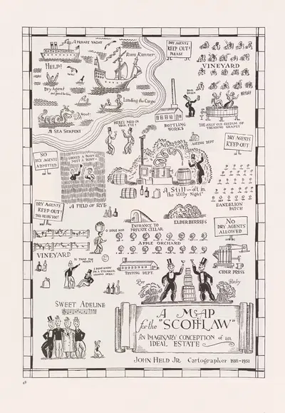 A Map for the 'Scofflaw' - An Imaginary Conception of an Ideal Estate by Джон Хелд-младший, 1931 — digital art print download