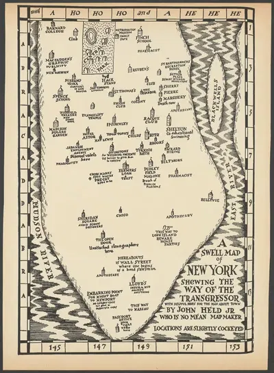 A Swell Map Of New York Shewing The Way Of The Transgressor. With Helpful Hints For The Man About Town by Джон…