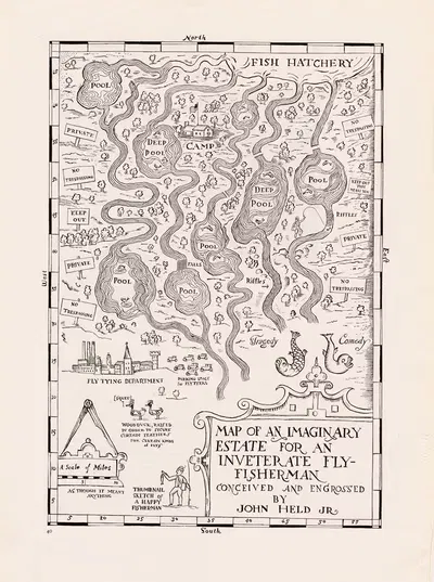 Map of an Imaginary Estate for an Inveterate Fly-Fisherman by Джон Хелд-младший, 1931 — digital art print download