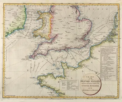 Chart of the British Channel with the Opposite Coast of the United Kingdom and the Republic of France by Джон Рассел, 1803…