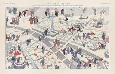 Paris, Le 1er Janvier by Пьер Лисак, 1920 — digital art print download