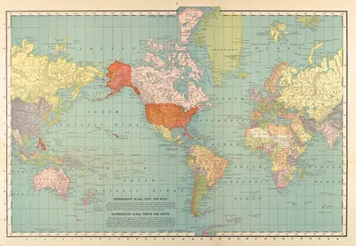 Map of the World by Rand McNally & Company, 1898 — digital art print download
