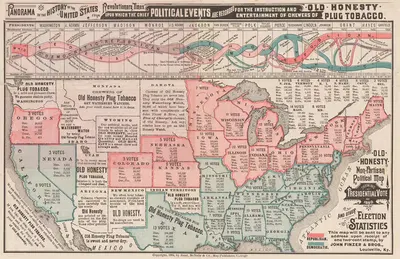 Old Honesty Non-Partisan Political Map Showing Presidential Vote of 1880 and other Election Statistics by Рэнд МаКналли и…