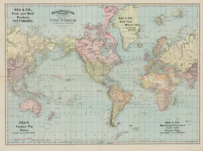 The World [Rea Pork & Beef Packers] by Рэнд МаКналли и Компания, 1892 — digital art print download