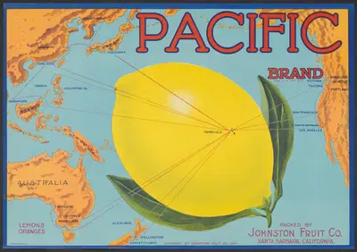 Pacific Brand Lemons Oranges by Шмидт Лито Ко, 1917 — digital art print download