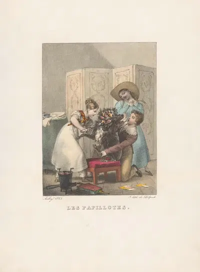 Les Papillotes by Charles Aubry, 1824 — digital art print download