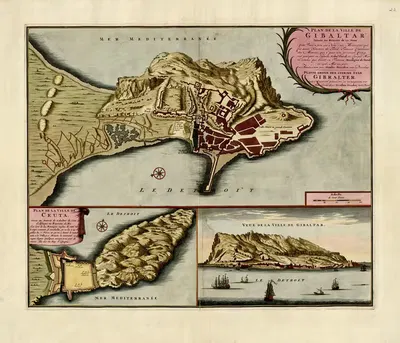 Plan de la ville de Gibraltar by Anna Beek, 1709 — digital art print download