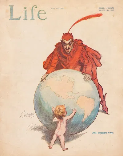 The World; Good Versus Evil by Джеймс Монтгомери Флагг, 1908 — digital art print download