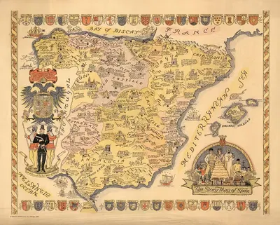 The story map of Spain by Colortext Publications, Inc., 1935 — digital art print download